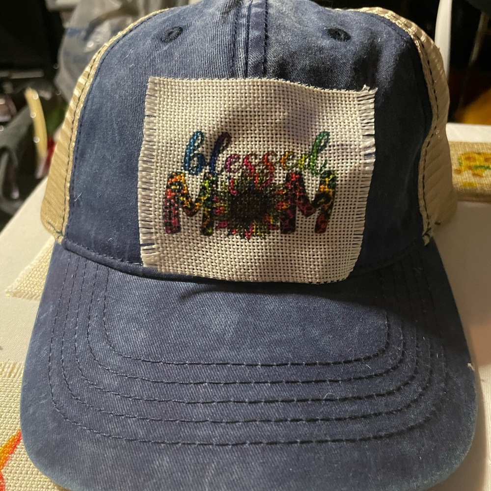 Blessed mom distressed hat!